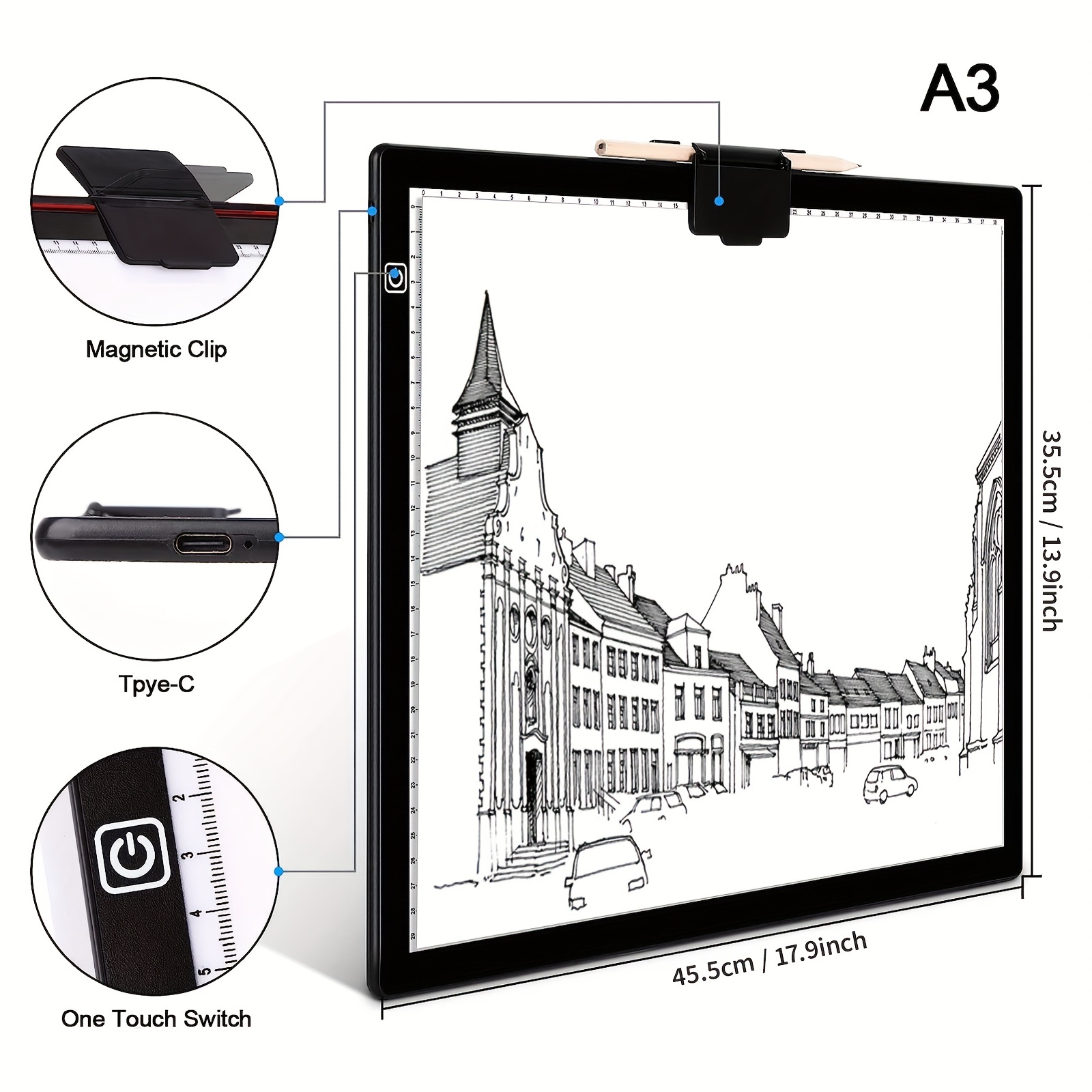 A3 Light Pad, Wireless Battery Powered Light Box 3 Colors Stepless Dimmable  And 6 Levels Of Brightness Light Board For Tracing, Rechargeable Led Copy  Board For Diamond Painting, Tracing, Sketching - Temu