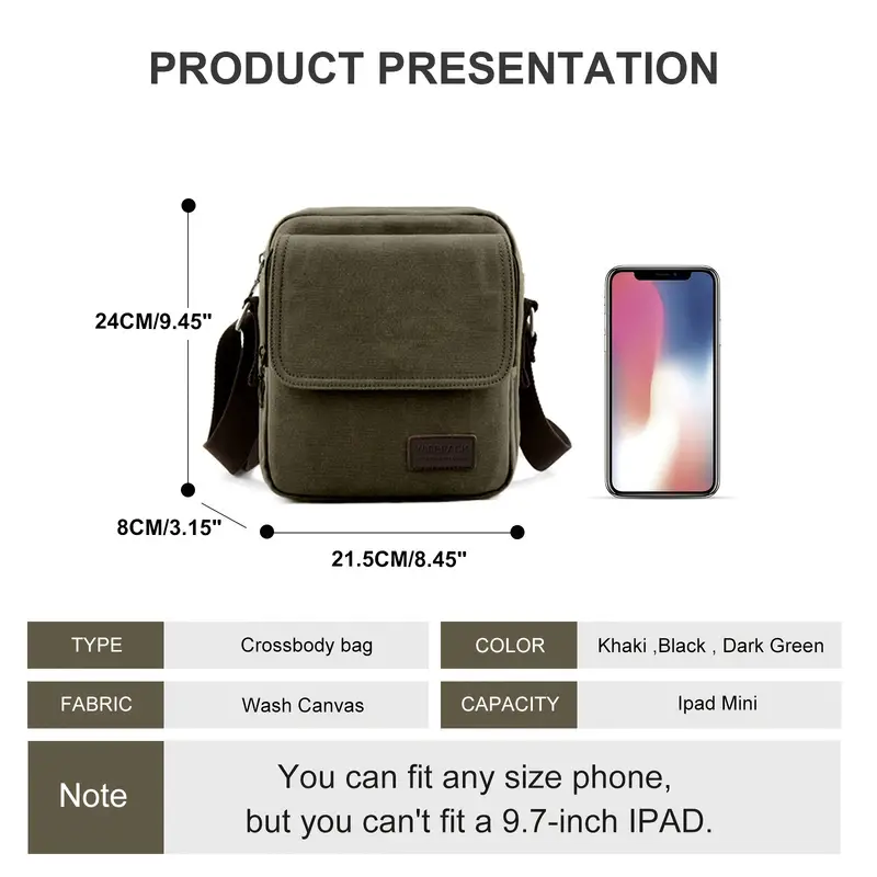 Crossbody Bag For Men Canvas Shoulder Bag For Phone For - Temu