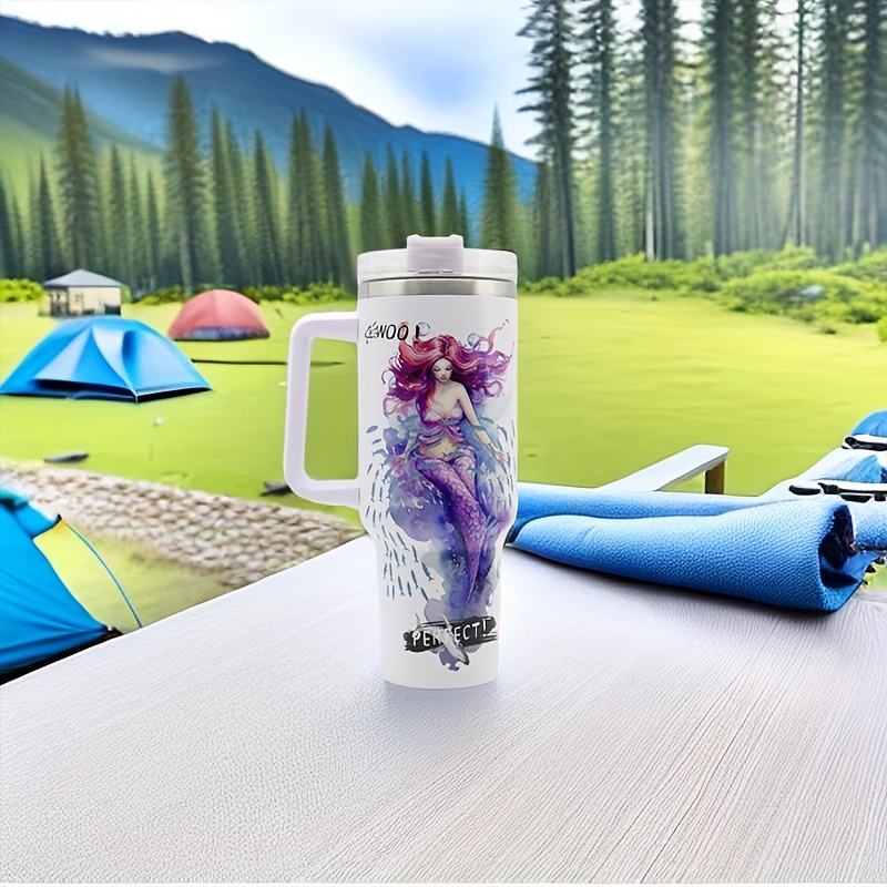 Mermaid Tumbler With Lid And Straw Double Walled Water - Temu