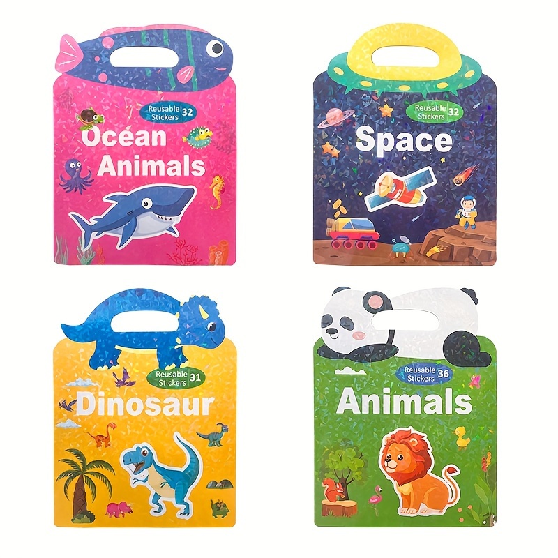 Reusable Dinosaur Stickers Book for Kids, Theme Activity Stickers Travel Game G