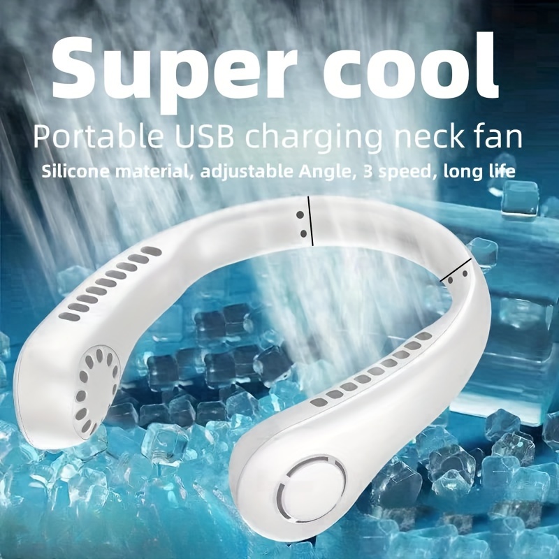 Ventilateur Cou Portable Silencieux USB Rechargeable Vitesse Réglable Sans  Pales