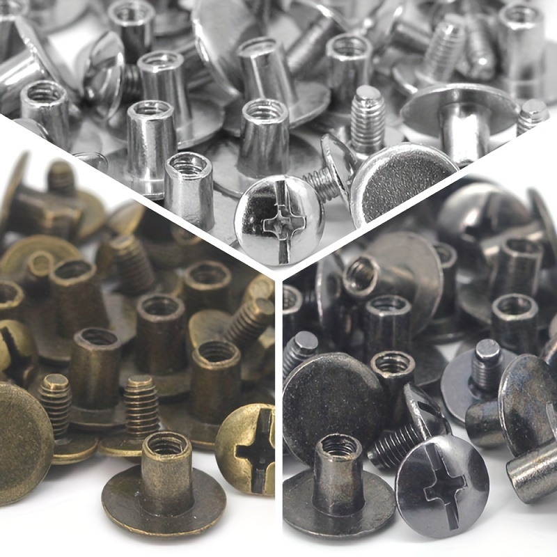10pcs 1/4 Metal Solid Chicago Screws Studs Leather Repair Screw Post  Fasteners