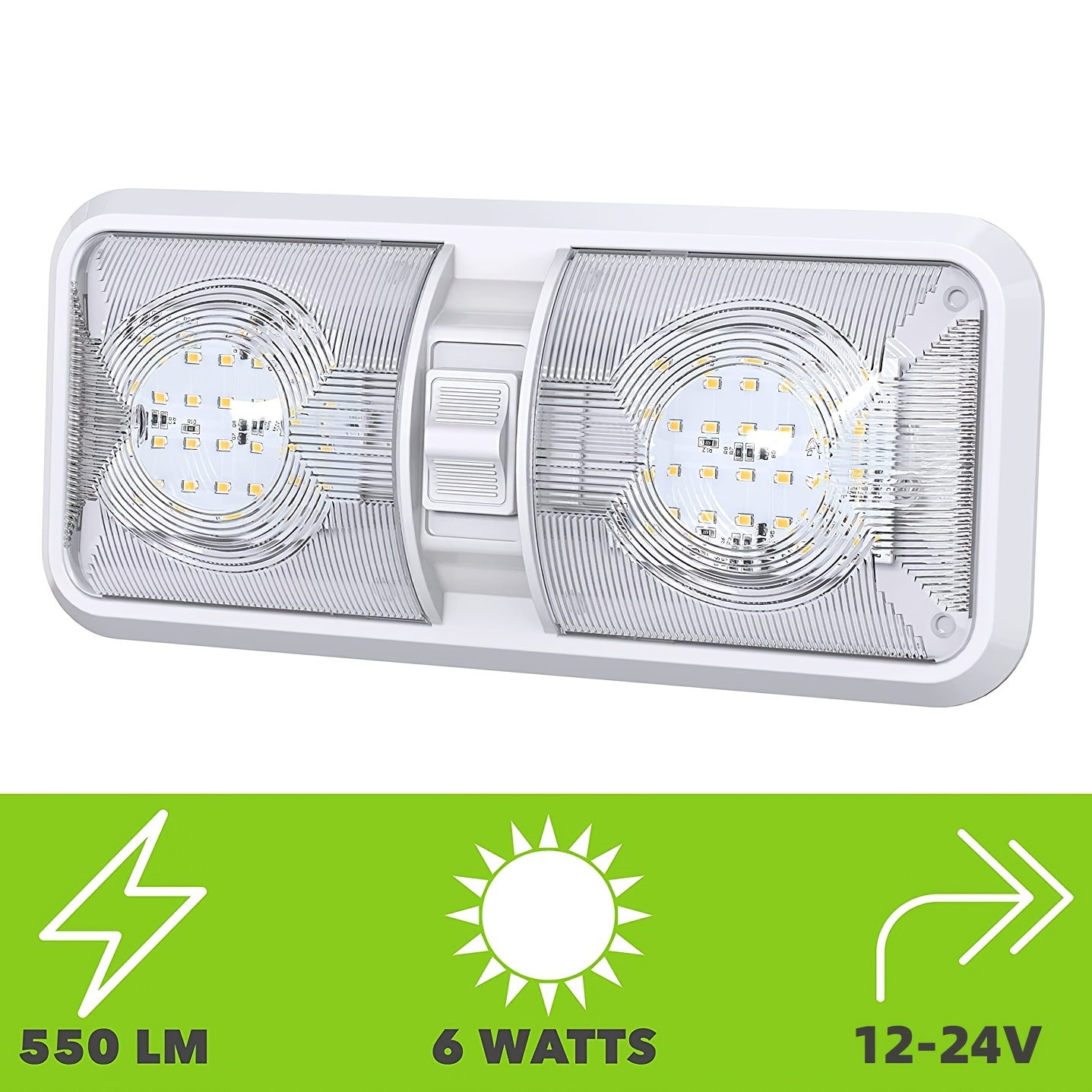 Brighten Rv Led Ceiling Double Dome Light Fixture / Switch - Temu