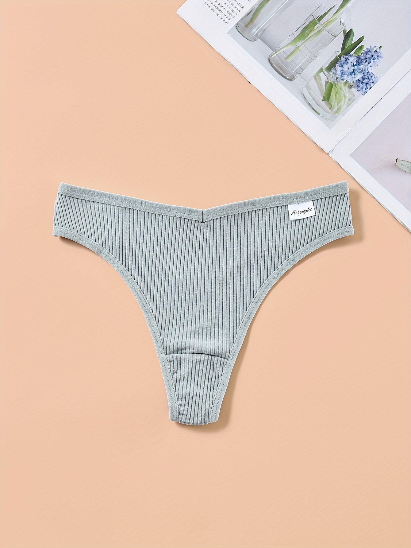 Solid Ribbed Thongs Soft Comfy Stretchy Intimates Panties - Temu