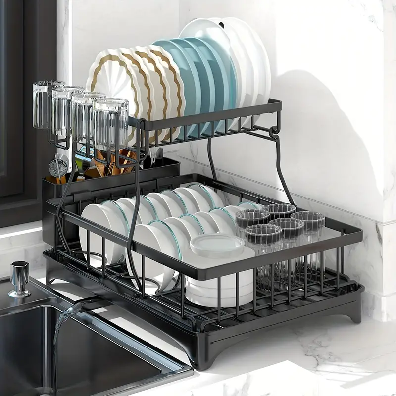 2 tier Dish Drying Rack For Kitchen Counter Detachable Large - Temu