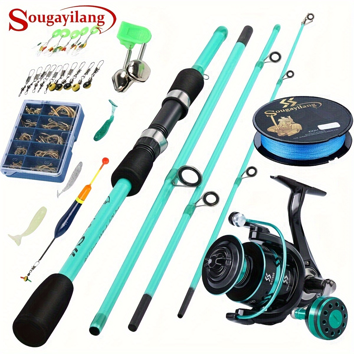  Telescopic Fishing Pole Reel Combo, 2PCS 5.9FT Collapsible Rods,  2PCS Spinning Reels, Fishing Lures Hooks, Fishing Tackle Bag All-in-one Fishing  Gear Kit, Fishing Gift for Beginners Youth Kids : Sports