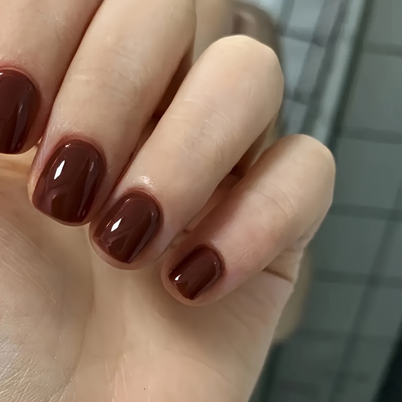TEMU 24 uñas postizas de presión uñas falsas artificiales autoadhesivas con diseño de color sólido reutilizables para decoración de uñas