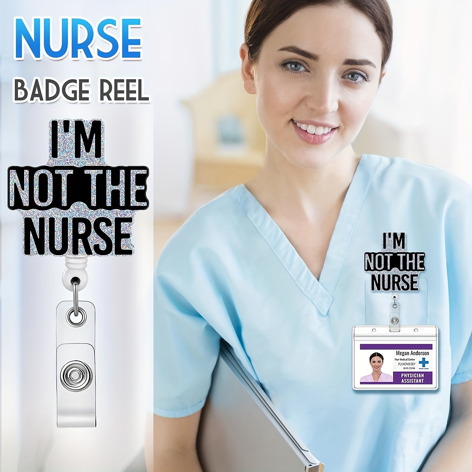 1pc Retractable Badge Reel With Clip For Nurse Nursing Name Tag Card, Cute  Funny Retractable Badge Reel For Nursing Student Doctor RN LPN Medical Assi