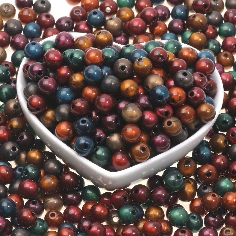 Image of 8/10/12/14mm 100/50/30/20pcs Random Color Quicksand Acrylic Round Beads For Jewelry Making Handmade Bracelet Keychain Necklace Decoration Beads