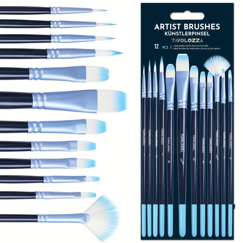 12 Colors Acrylic Paint Set With 2 Painting Brushes - Temu