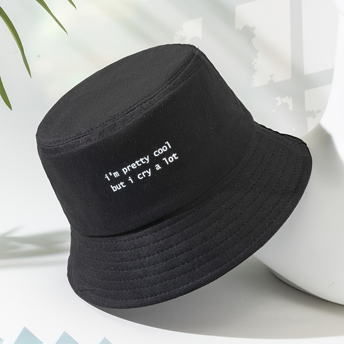 Simple Solid Color Bucket Hat Letter Graphic Casual - Temu