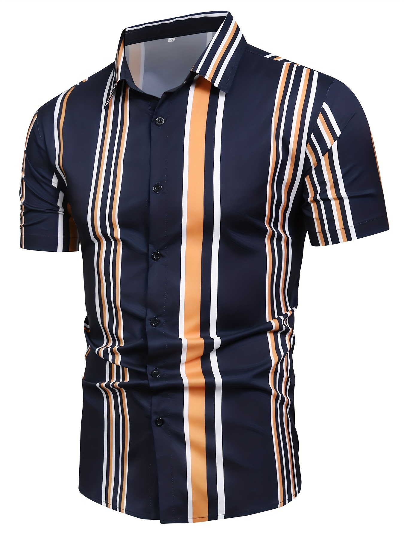 Shirt short sleeve man Gold V navy blue