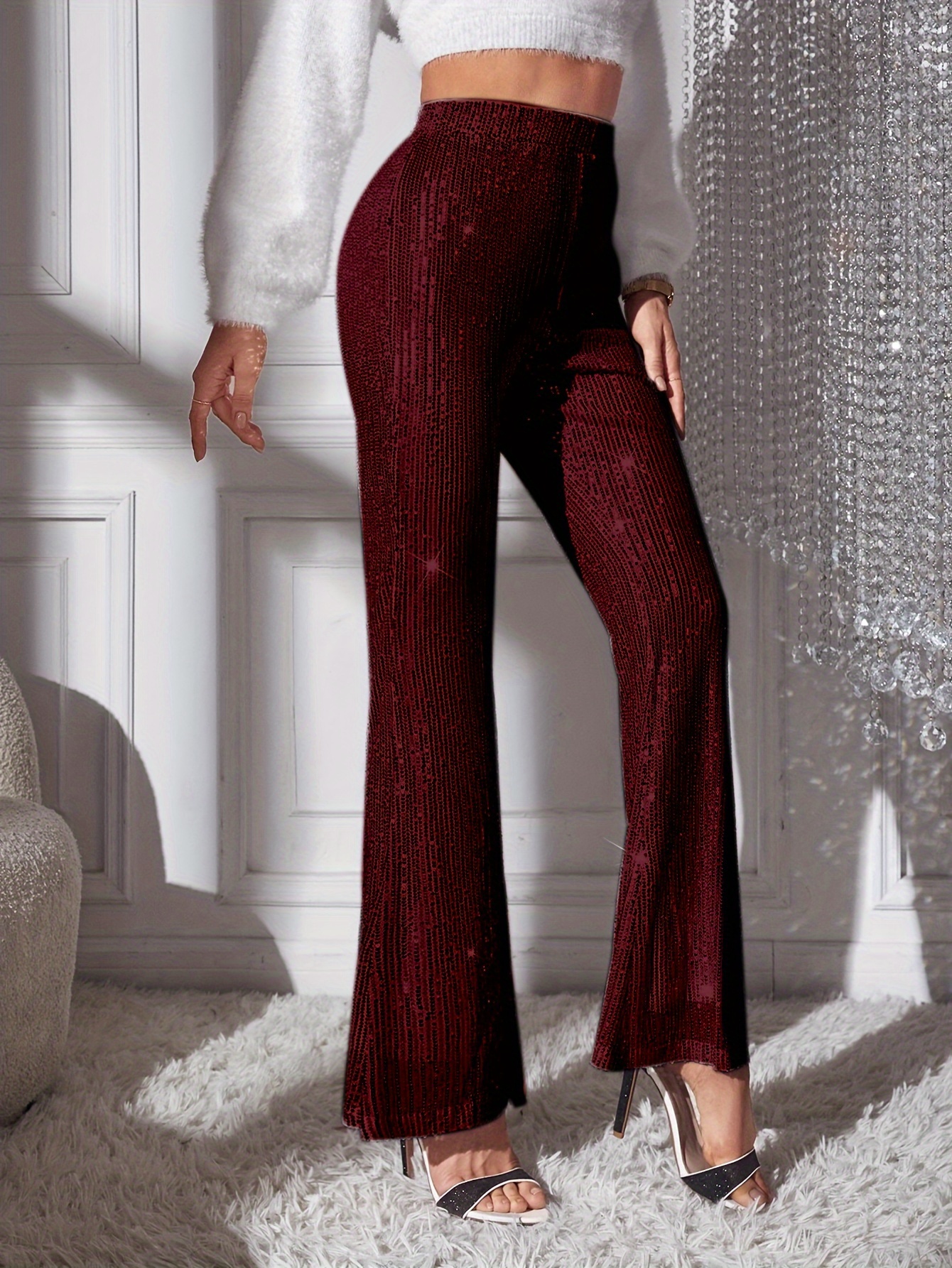 Plus Size High Waist Solid Velour Flare Pants – Your Style Fashion