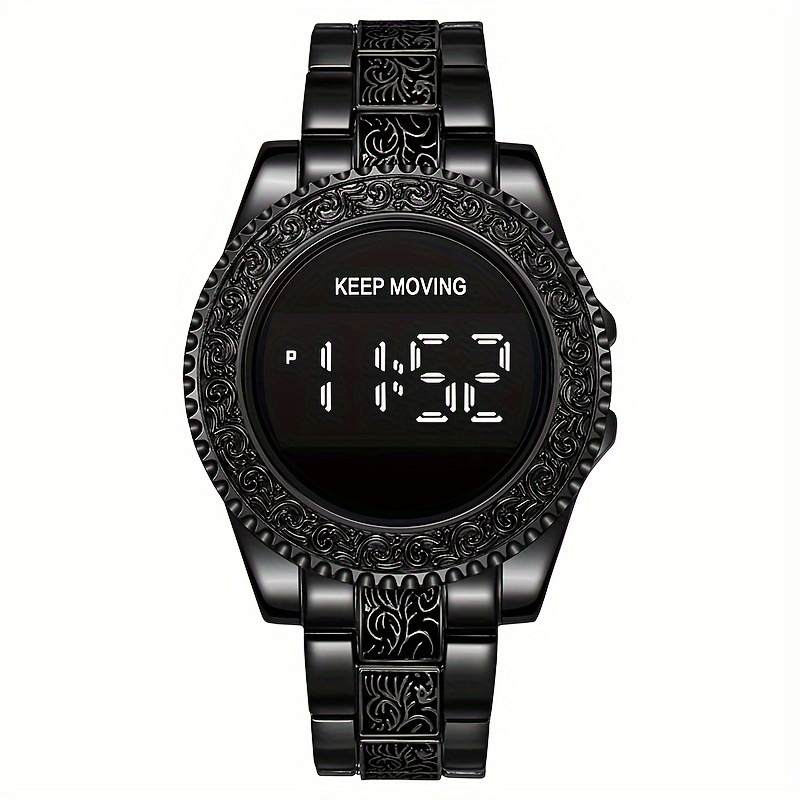 Led Touch Screen Electronic Watch Retro Engraved Pattern