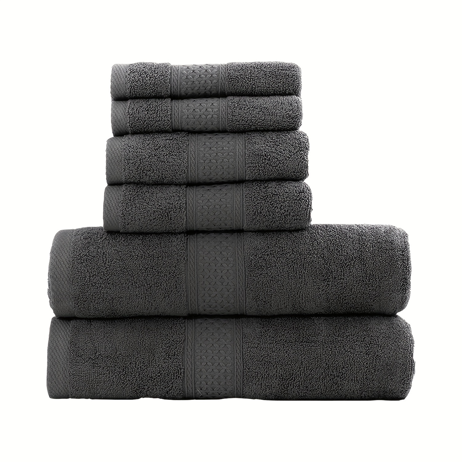 6pcs Towel Set Including 2 Bath Towels, 2 Hand Towels, 2