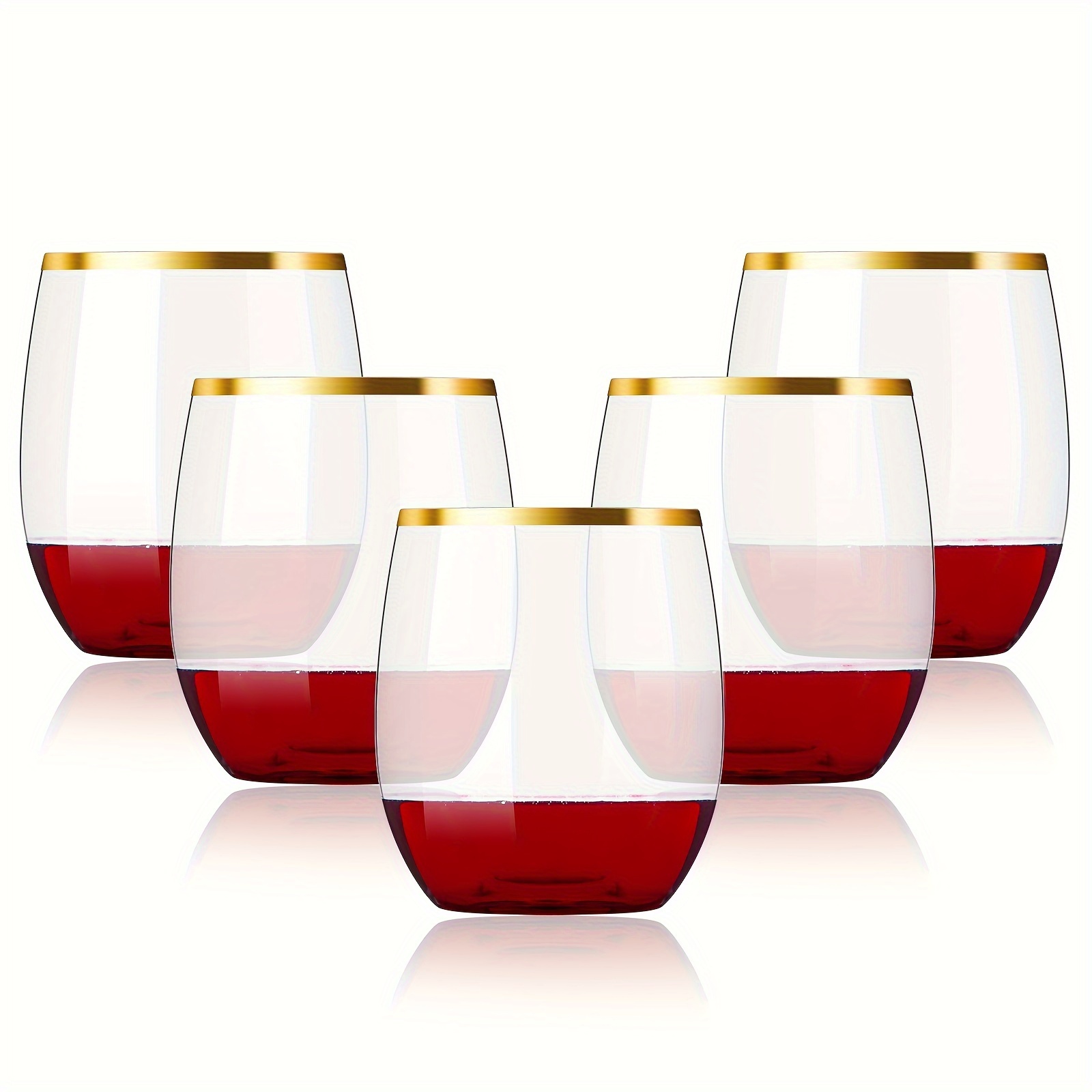 48 piece Stemless Unbreakable Crystal Clear Plastic Wine Glasses