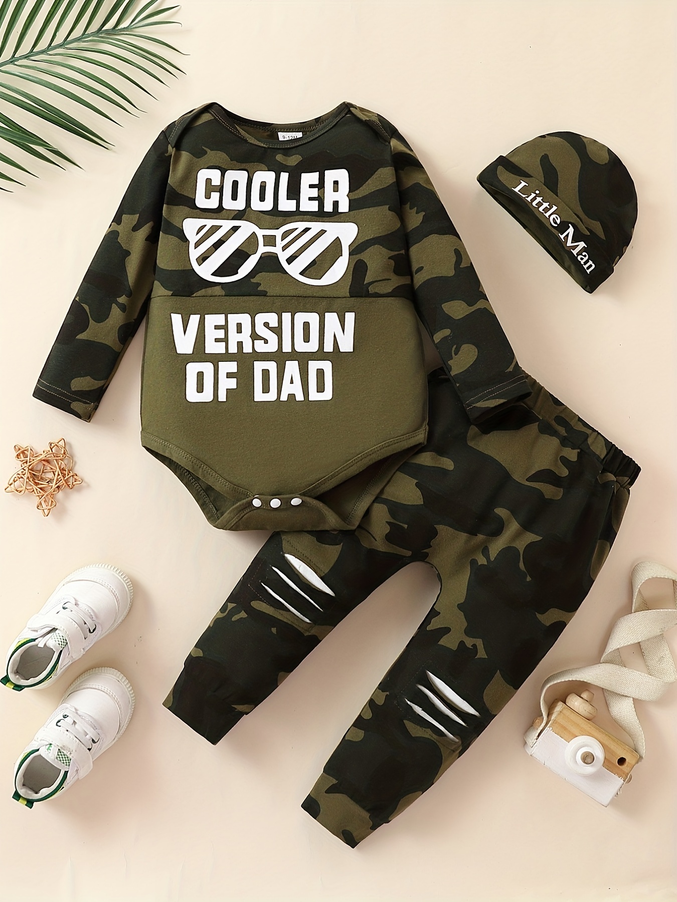 2pcs Baby Letter Print Camouflage Cotton Long-sleeve Hoodie and Trousers Set