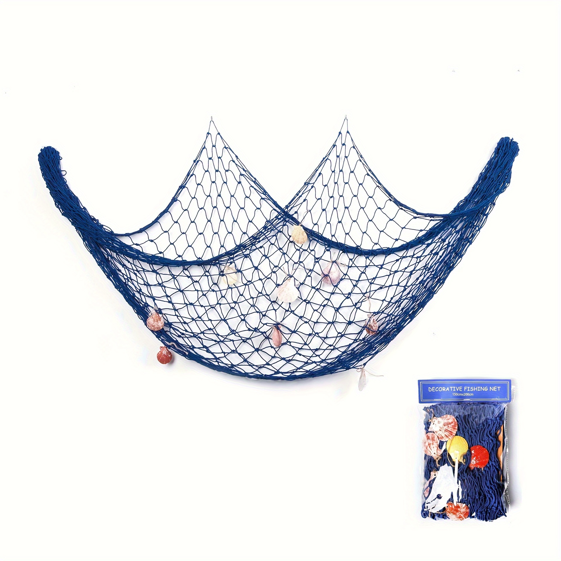 Decorative Fishing Net Dark Blue & Beige 80x40 Inch 2 Dark Blue/Beige-2Pack