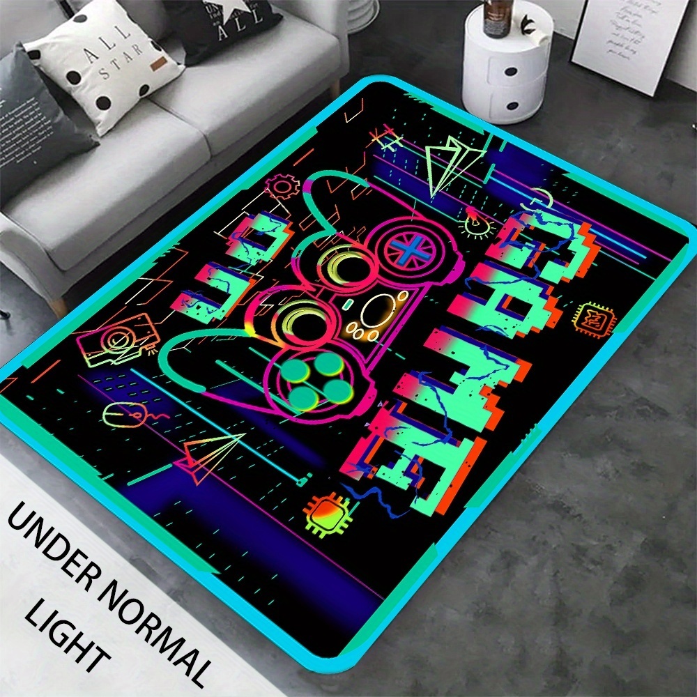 Funny Gaming Office Chair Mat for Carpet Blacklight UV Reactive Game Room  Rug Kids Gaming Decor Rugs for Living Room Bedroom Computer Gaming Rolling  Chair Mat 60 x 39 in 