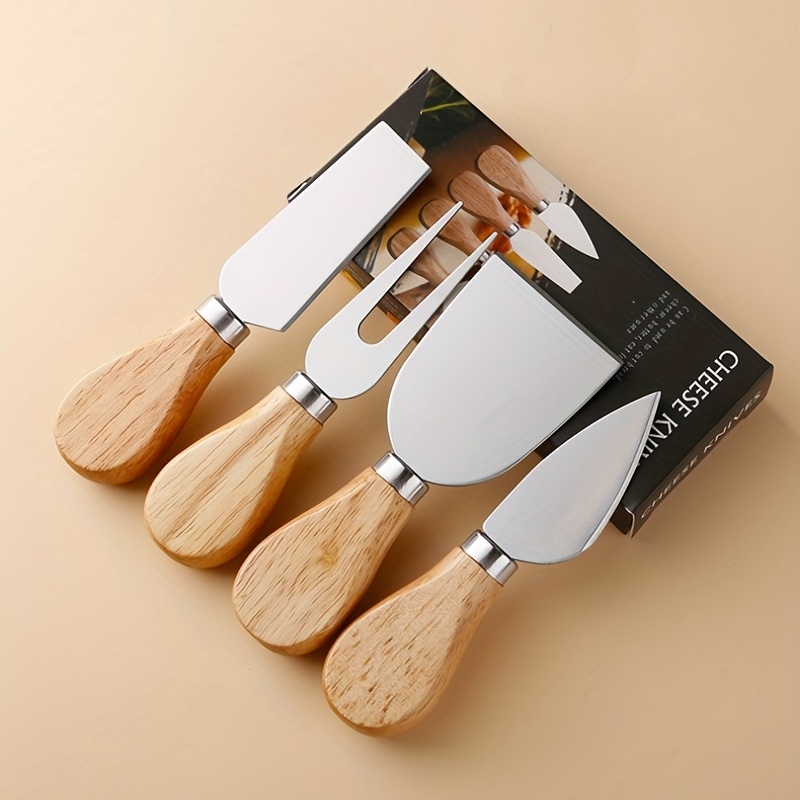 Stainless Steel Cheese Knife Set Rubber Wooden Handle Cream Cutter