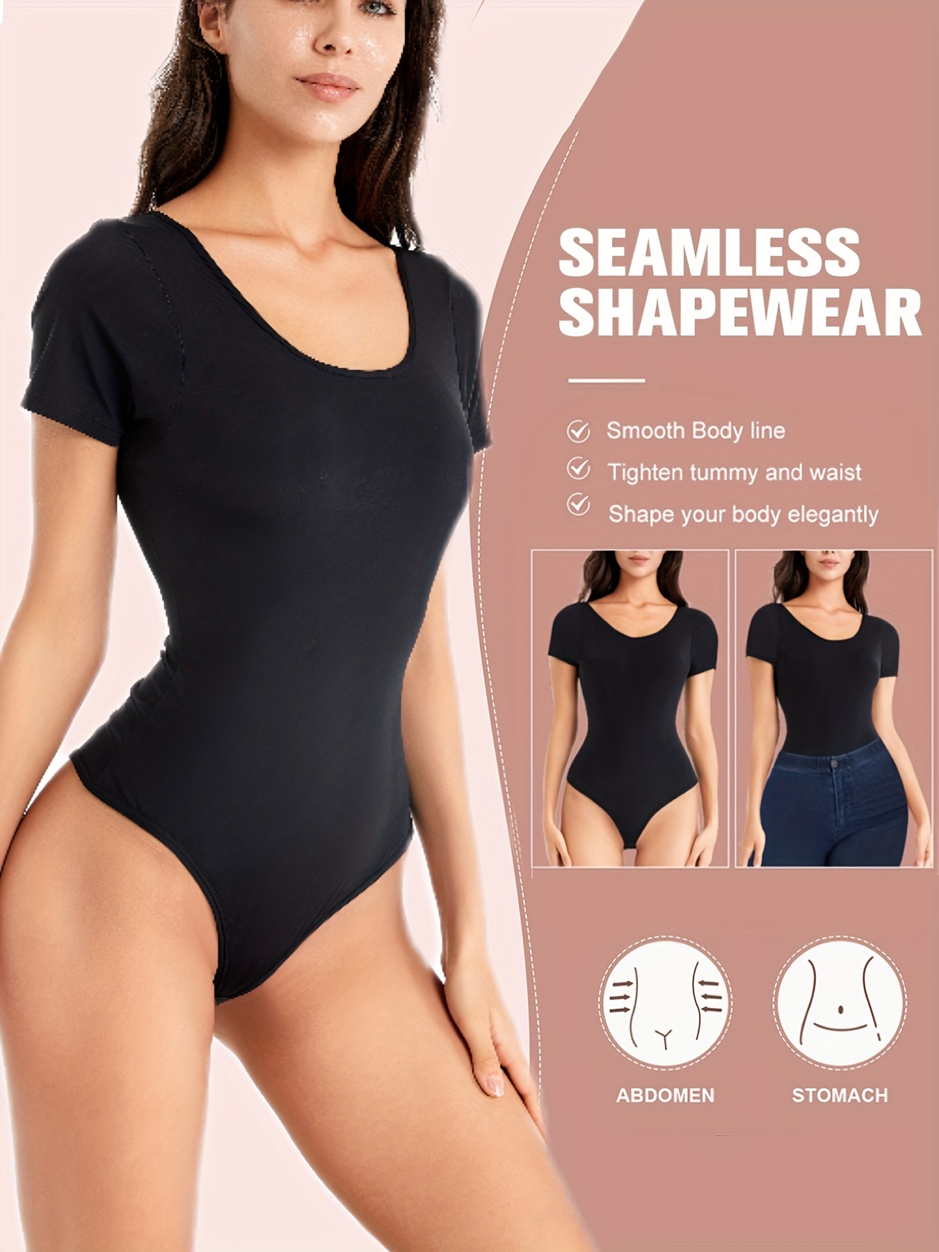 Black Shaping Bodysuit Smooth Tummy Control Slimming - Temu Canada