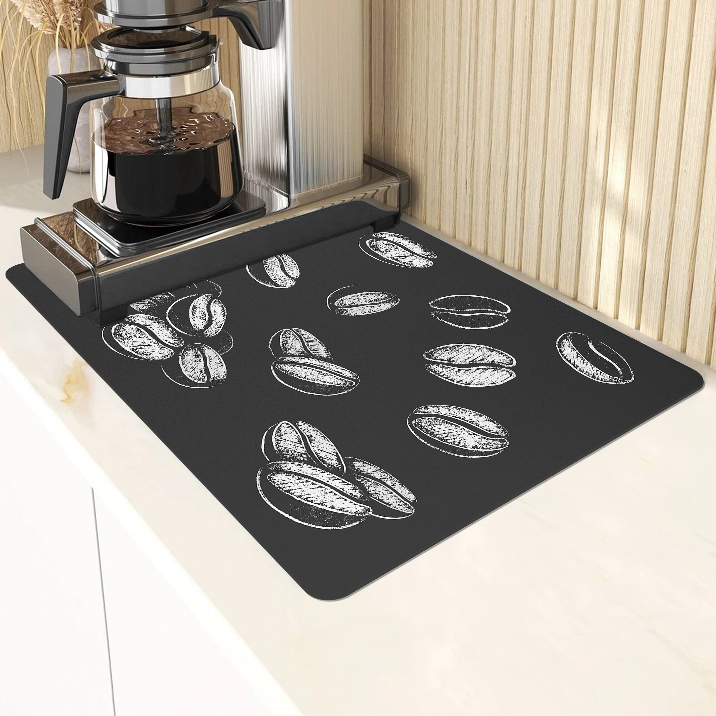 1pc Coffee Printed Bar Mat Dish Drying Mat Soft Rubber - Temu