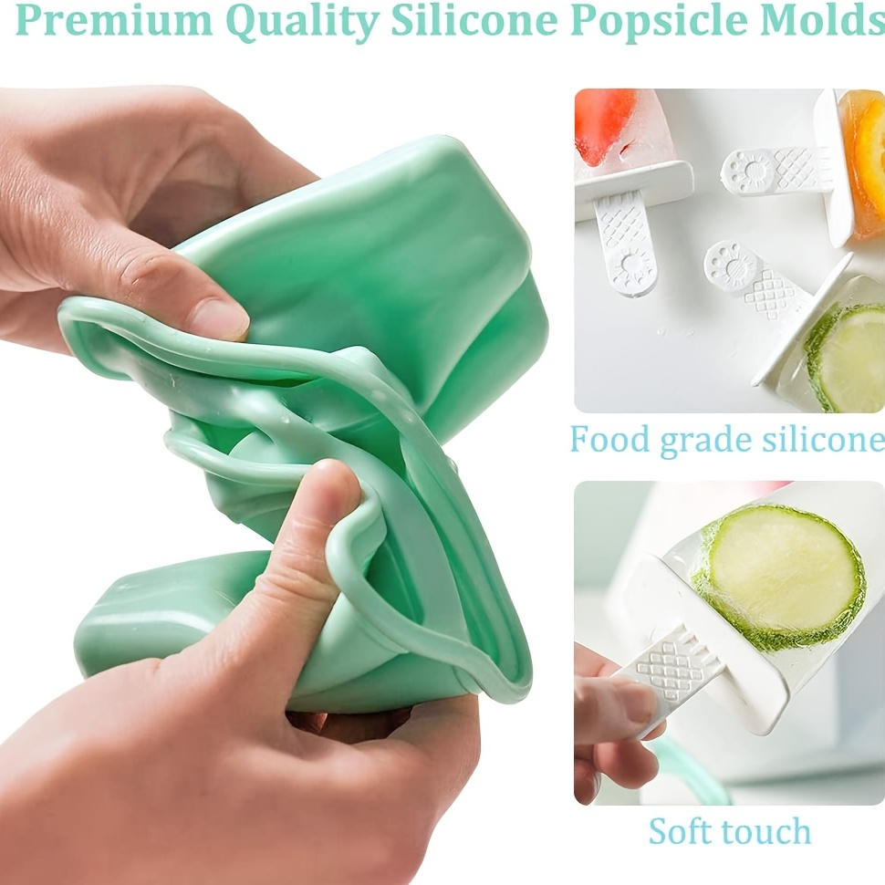 Popsicles Molds, Silicone Popsicle Mould BPA Free Ice Pop Molds Reusable 10  Cavities Popsicle Maker with Popsicle Sticks, Funnel and Cleaning Brush