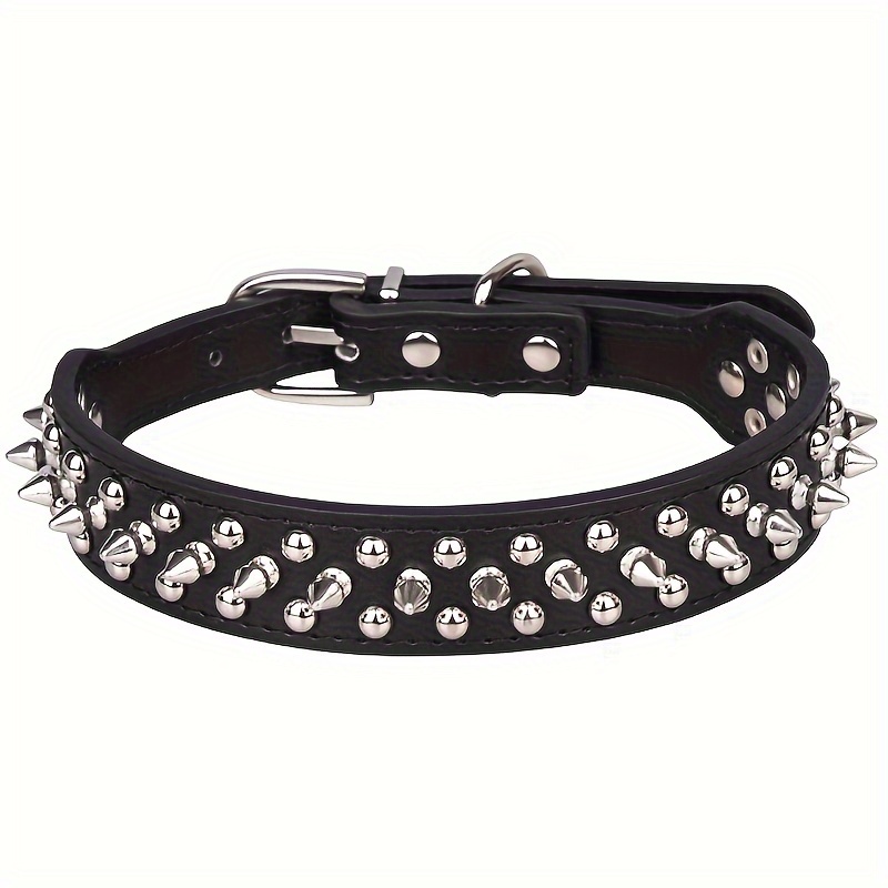 Spiked Studded Dog Collar, Anti-bite Sharp Spike Dog Collar, Adjustable Ad  Durable Faux Leather Dog Neck Collar For Medium Large Dogs