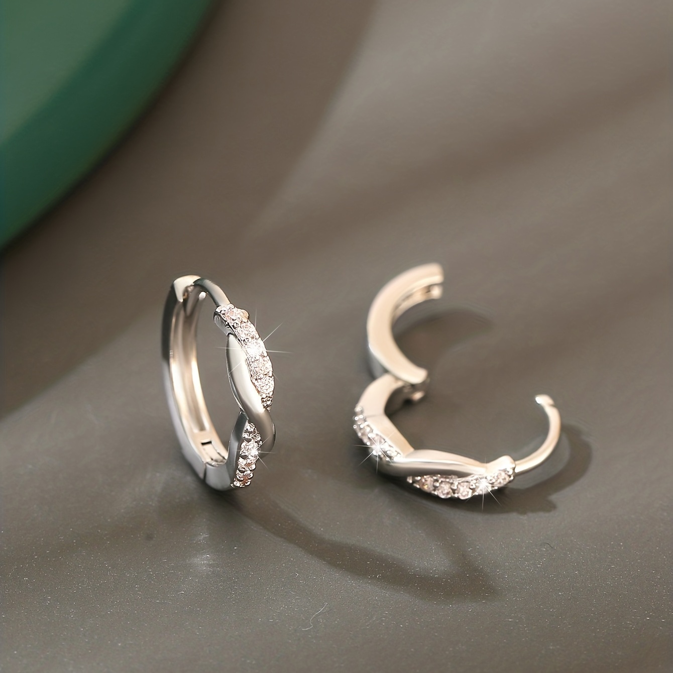 Copper Zirconium Round Earrings & Hollow Hoops Set