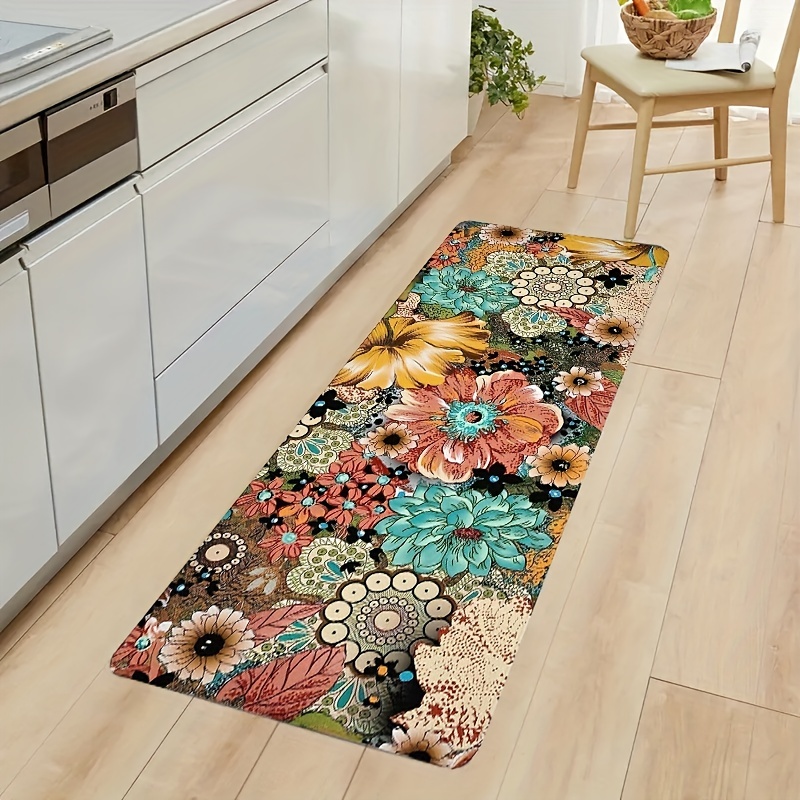 Plant Printed Anti fatigue Kitchen Rug: Comfort Standing - Temu