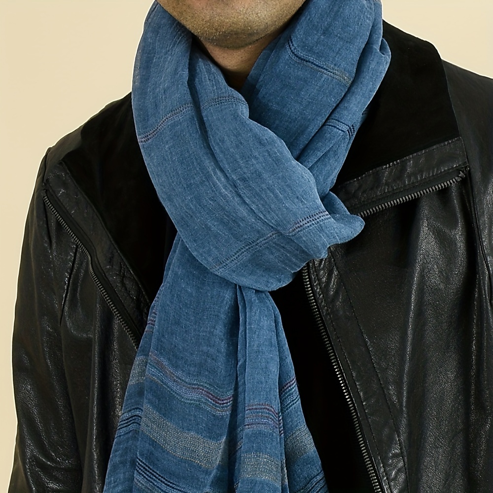 Men's Blue Squared Alpaca Wool Patterned Scarf 67 L x 12.5 W – Texadia  Fashion