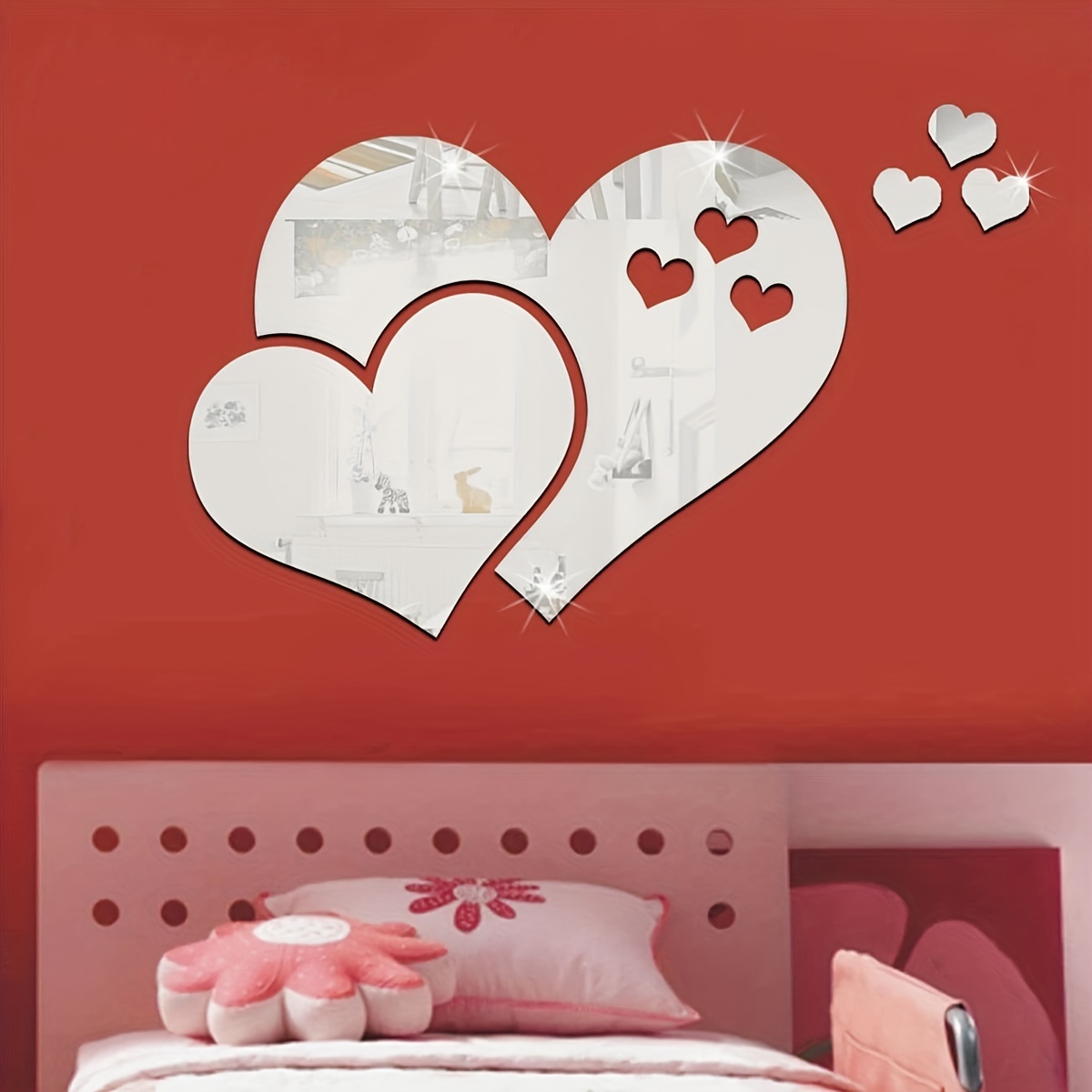 Heart Mirror Stickers Acrylic Wall Decals Self Adhesive - Temu