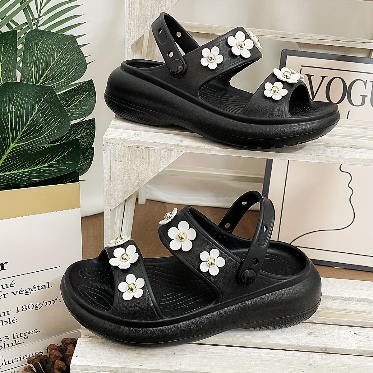 Sandalias Con Plataforma De Flores Para Mujer Zapatos Deslizantes