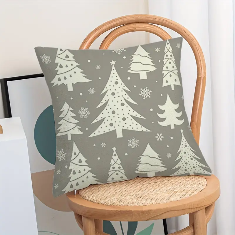 Grey Christmas Throw Pillow Covers Decorative Xmas Gray - Temu