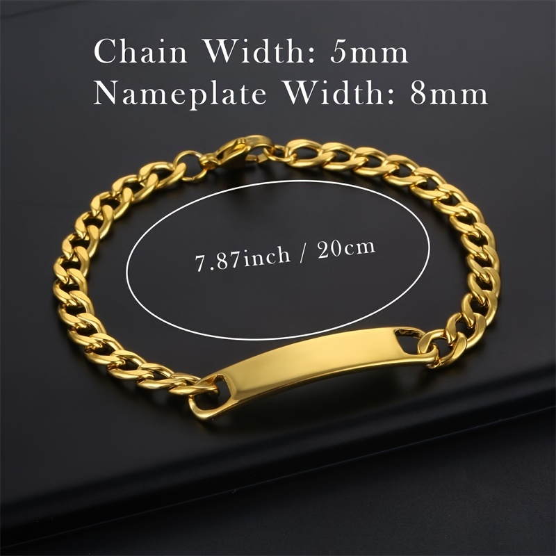 Leather Ld Bracelet Personalized Engraved Steel Gift Custom Engraved Name  Initial Monogram Personalized Jewelry For Men - Temu
