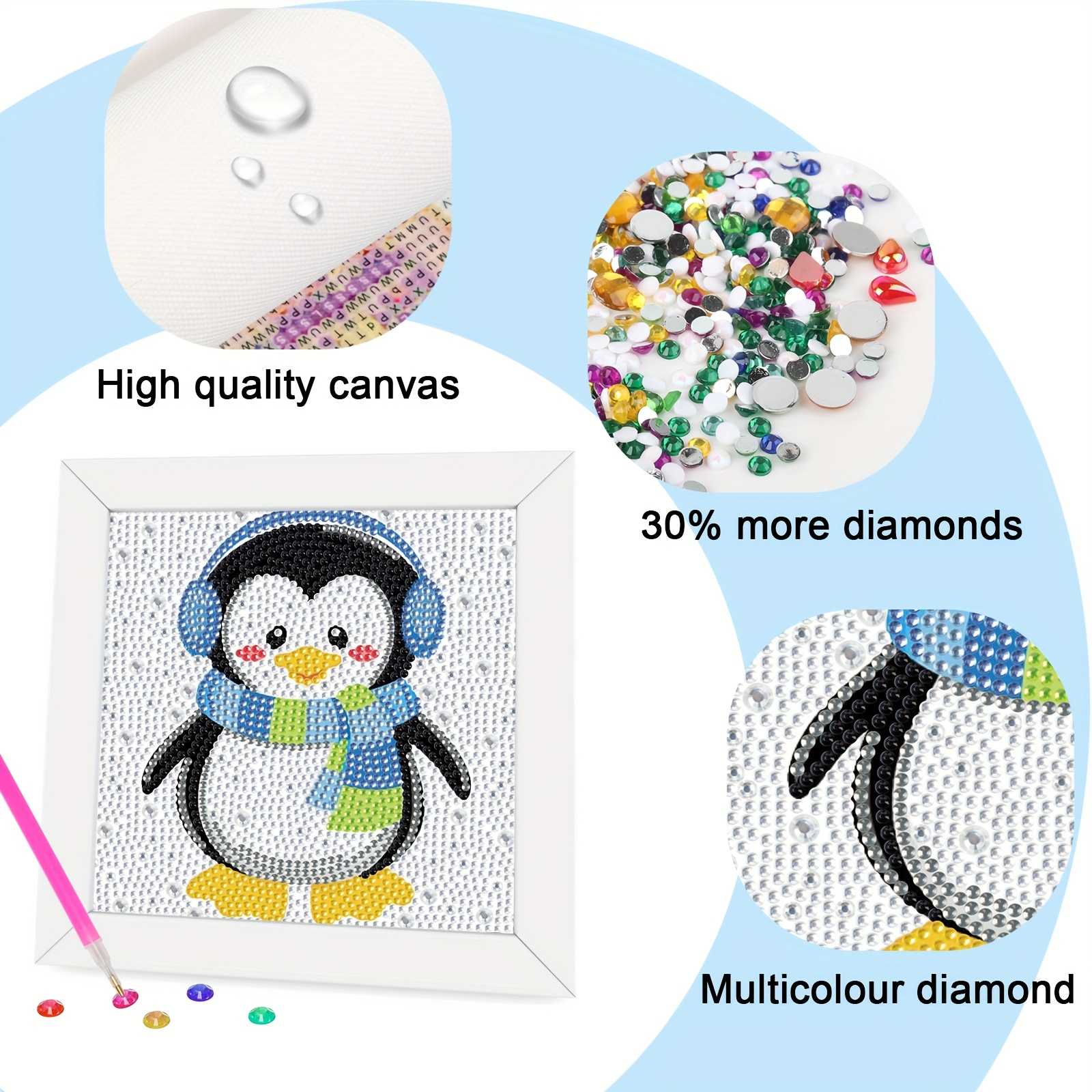 DIY 5D Diamond Painting Cute Penguin Pattern 150x150mm Full Drill Diamond  Embroidery Desktop Decor Children Gift