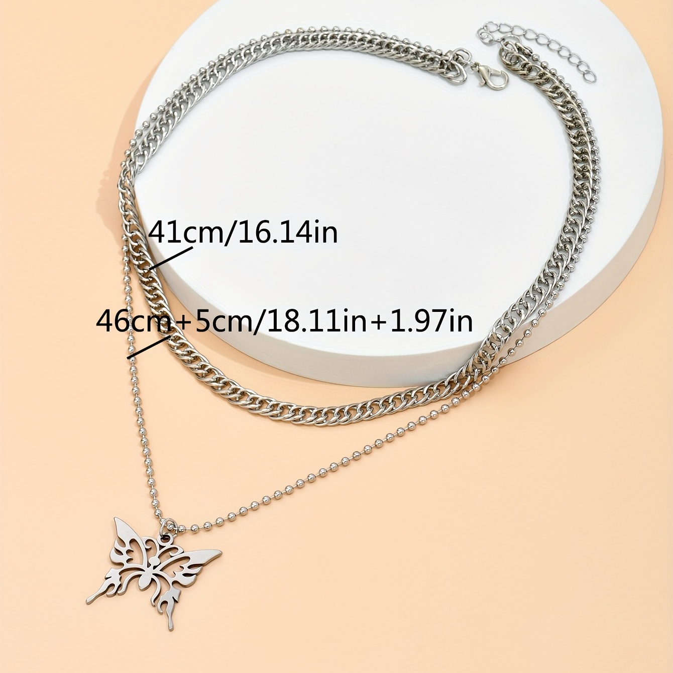Girls Punk Hollow Butterfly Circle Pendant Clavicle Chain Choker