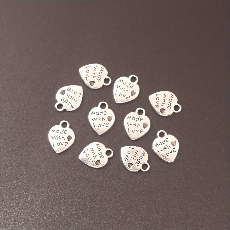 50pcs 14*11mm Antique Silver Color Hollow Lovely Heart Charms