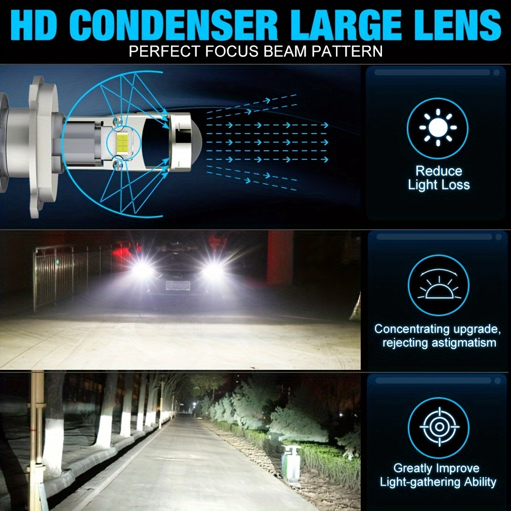 3,0 pouces Bi Led Lens 30000 Lumens H4 H7 9005 9006 Led Ampoule Phare Biled  Projecteur Lentilles Lumières de voiture 4300k Lumière de mise à niveau de  voiture