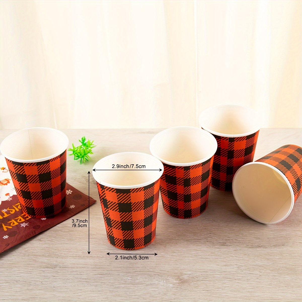 Red And Black Plaid Pattern Disposable Paper Cup For Birthday, Water Cup,  Juice Cup, Party Decor, Party Supplies, Holiday Decor, Holiday Supplies -  Temu