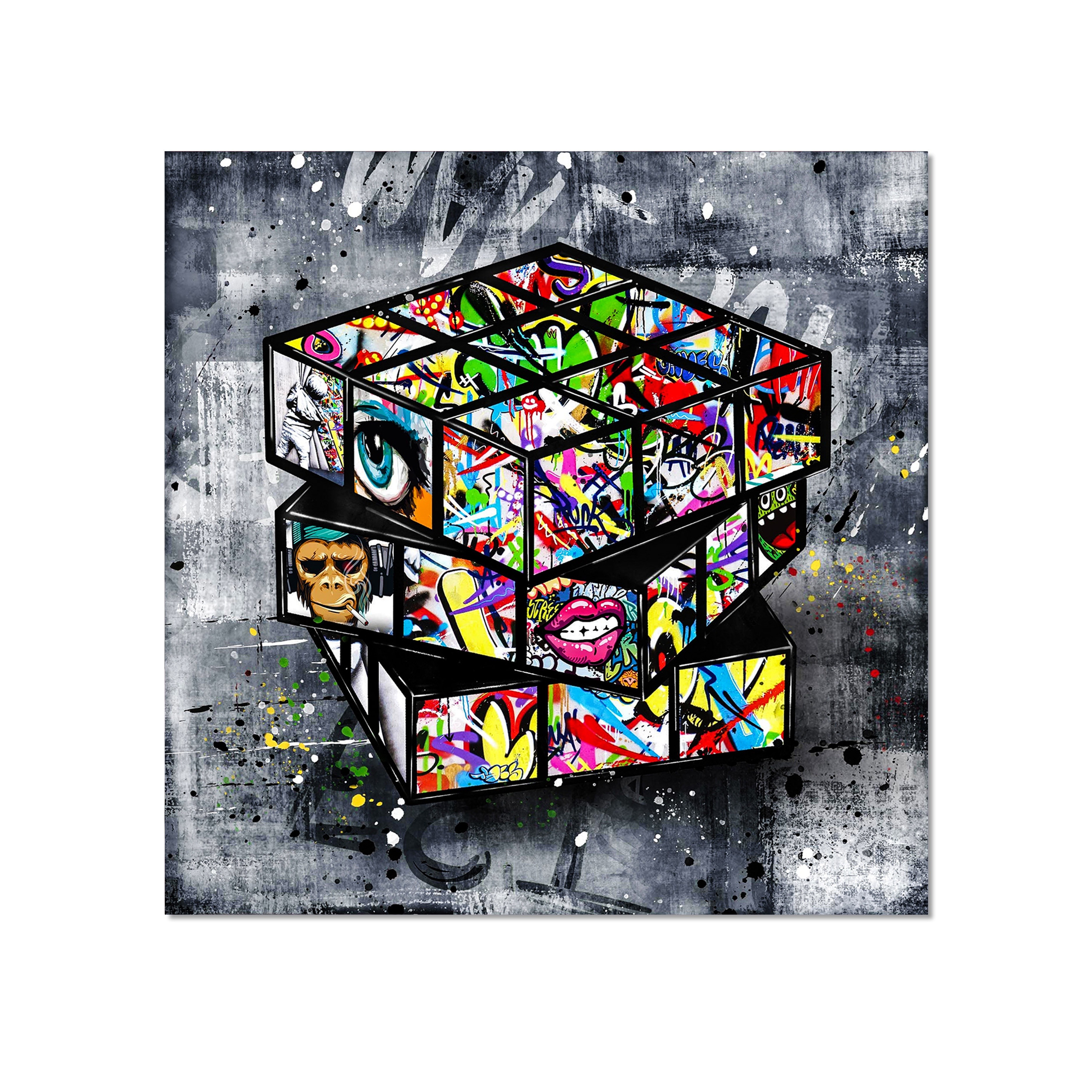 1pc Canvas Poster, Modern Art, Banksy Magic Cube Poster, Street Graffiti  Poster, Graffiti Magic Cube Wall Art, Ideal Gift For Bedroom Living Room  Kitc