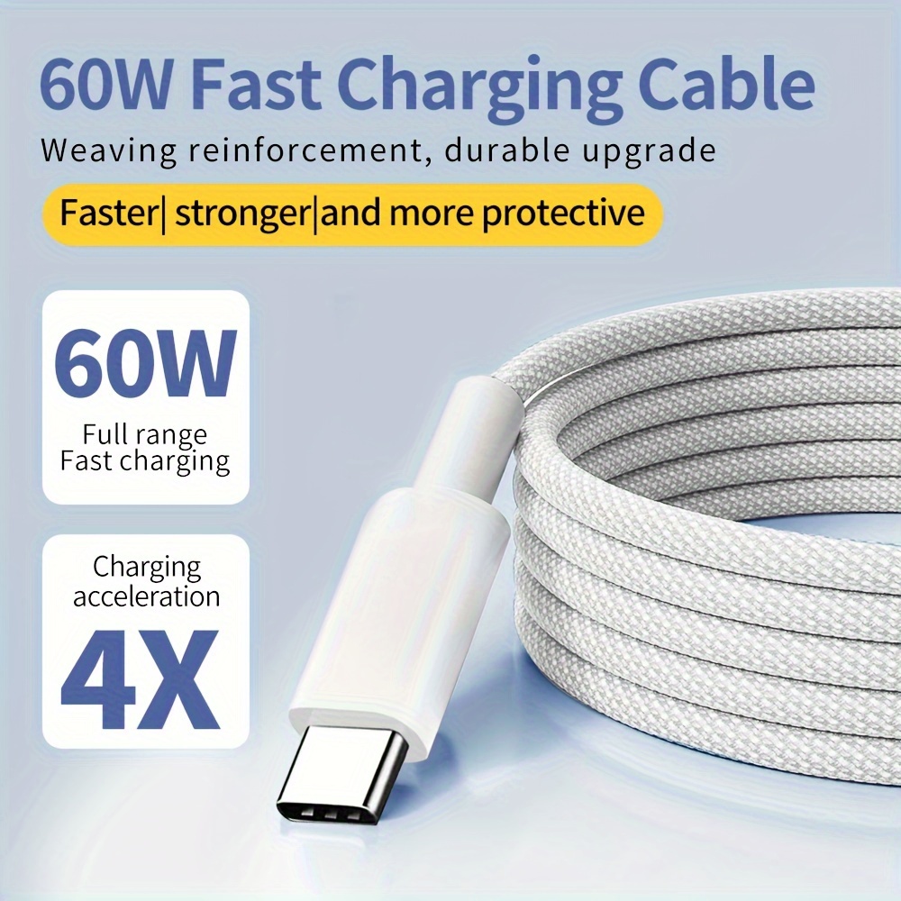 1m USB C Charging Cable Durable Cord 60W - USB-C Cables