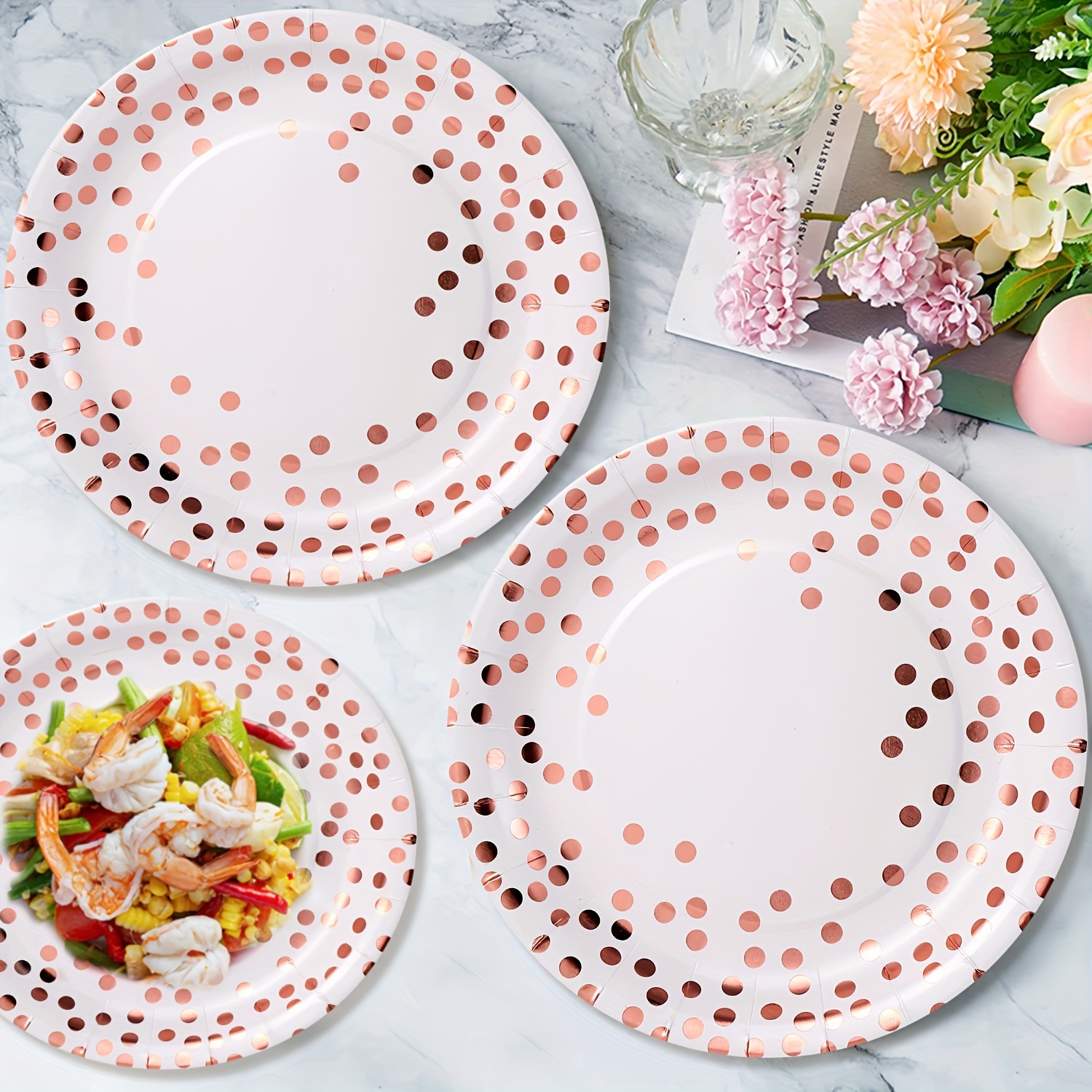 Rose Gold Paper Plates - Ideal for Parties and Celebrations