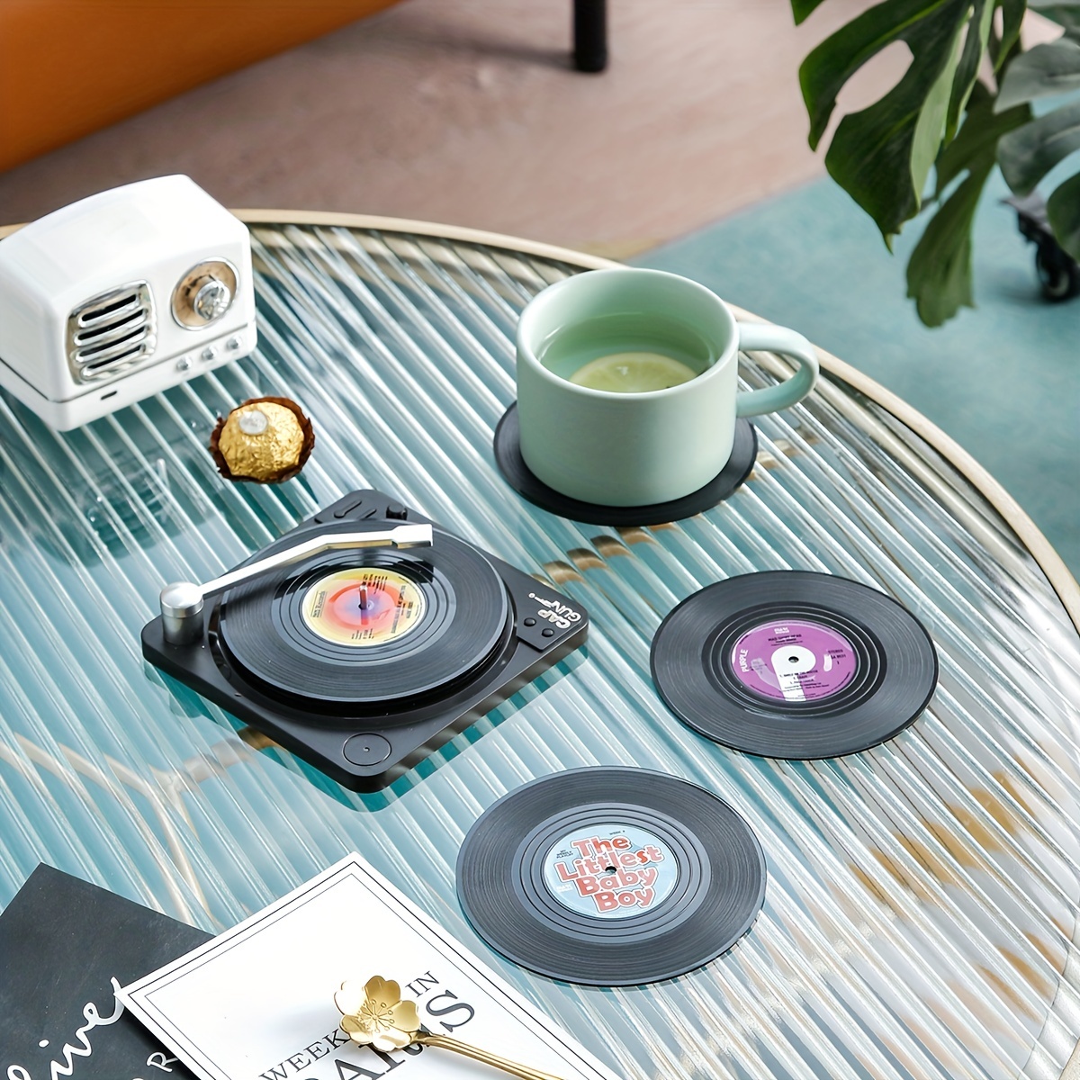 Non slip Vinyl Record Coasters Holder Heat Insulated Cup Mat - Temu