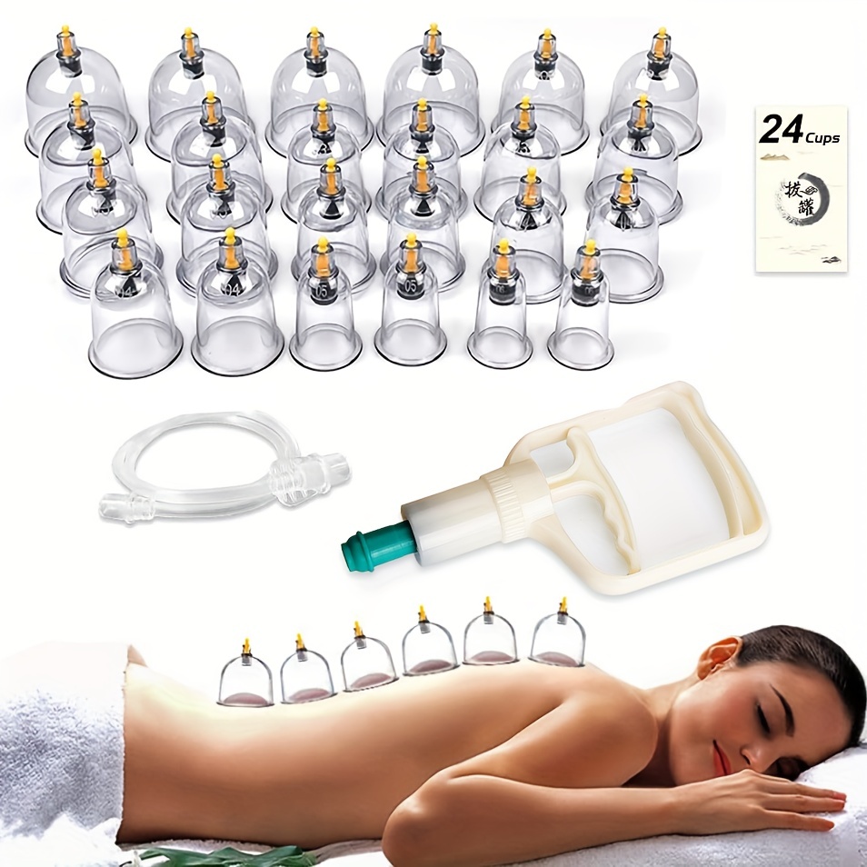  Facial Cupping Set - 4 Cups Glass Face Cupping Set, Cupping  Therapy Set in Exquisite Box with Instructions, Blue : Health & Household