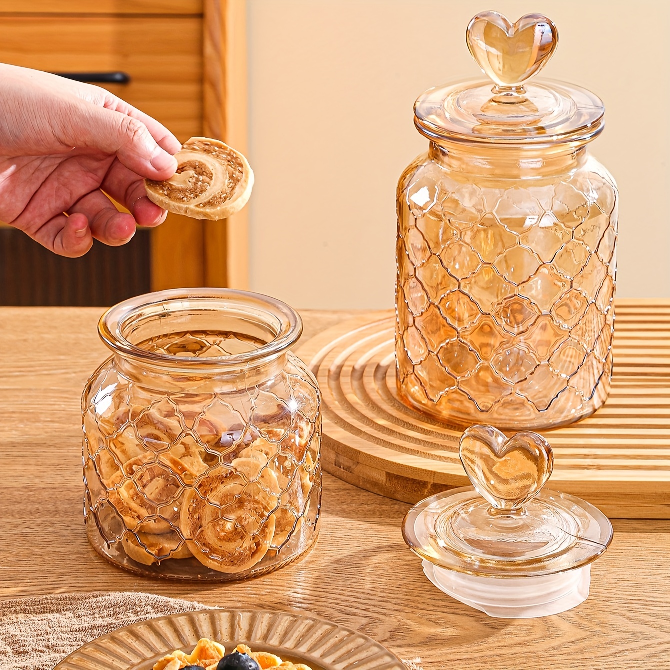 Kitchen Clear Glass Jars Large Durable Storage for Candy Cookie