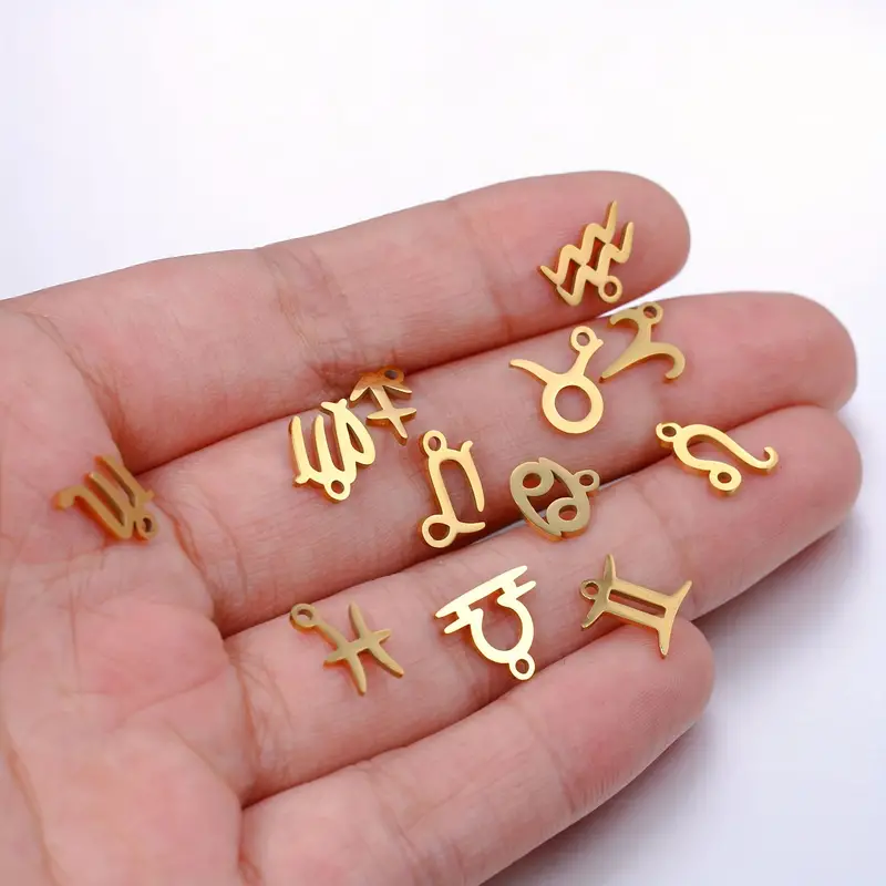 Lot Stainless Steel 12 Constellation Charms Star Zodiac Sign - Temu