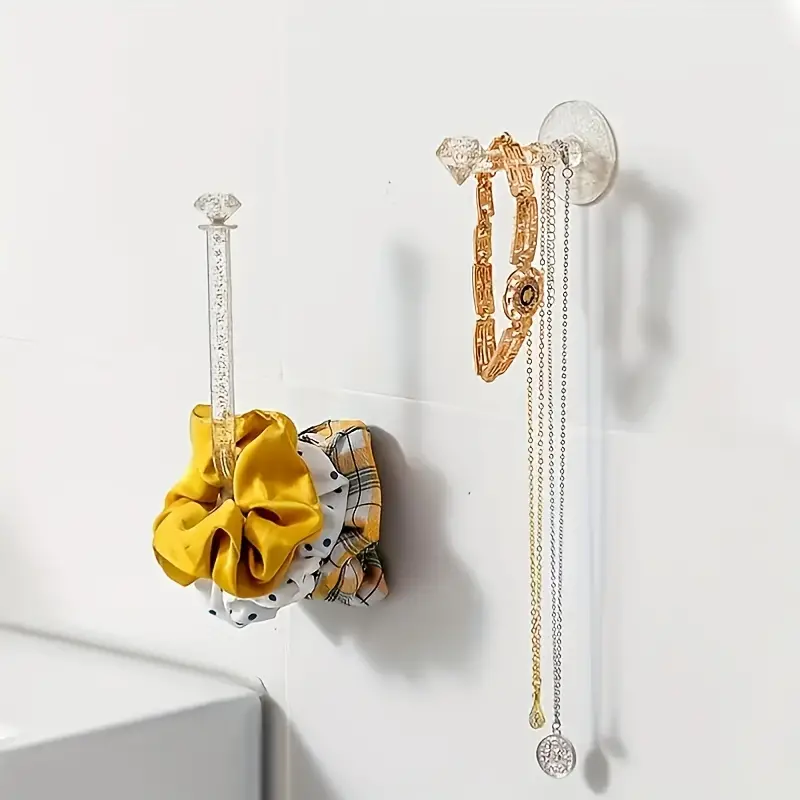 Hair Tie Storage Holder, Multifunctional Clear Crystal Wall Hook,  Necklaces, Jewelry, Bracelets, Watches & Keychains Hanging Storage Gadget -  Temu Philippines