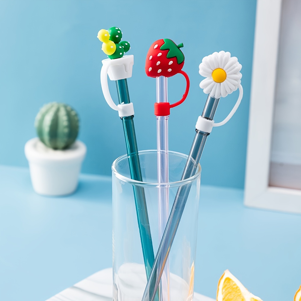 Cute Flower Reusable Straw Cover, Dustproof & Splash Proof Silicone Straw  Stoppers, Cup Decorative Accessories For Straw - Temu