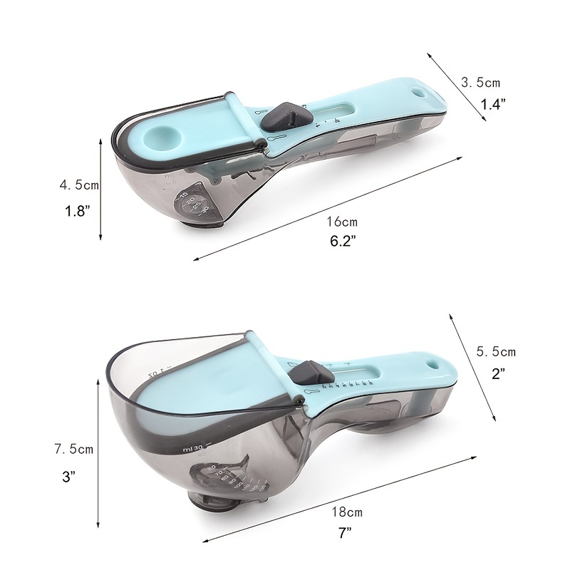 2Pcs Plastic Adjustable Measuring Cups and Spoons Set Multi-Functional  Spoons Set with Adjustable Scale Kitchen Tool For All Kind of Dry and  Liquid Measuring Adjustable And Easy to Use